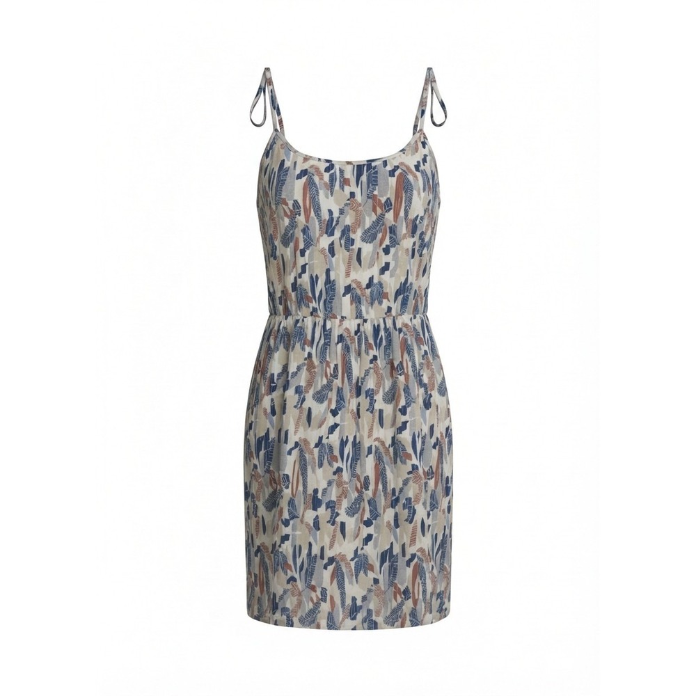 Banana Republic Pleated Leaf Print Sheath Dress Blue Terracotta Summer 0 Petite